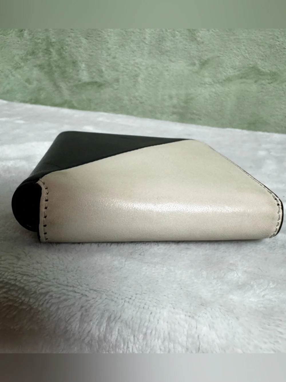 Saint Laurent YSL Jamie Bicolor Folded Wallet Black & White Leather - Picture 5 of 9